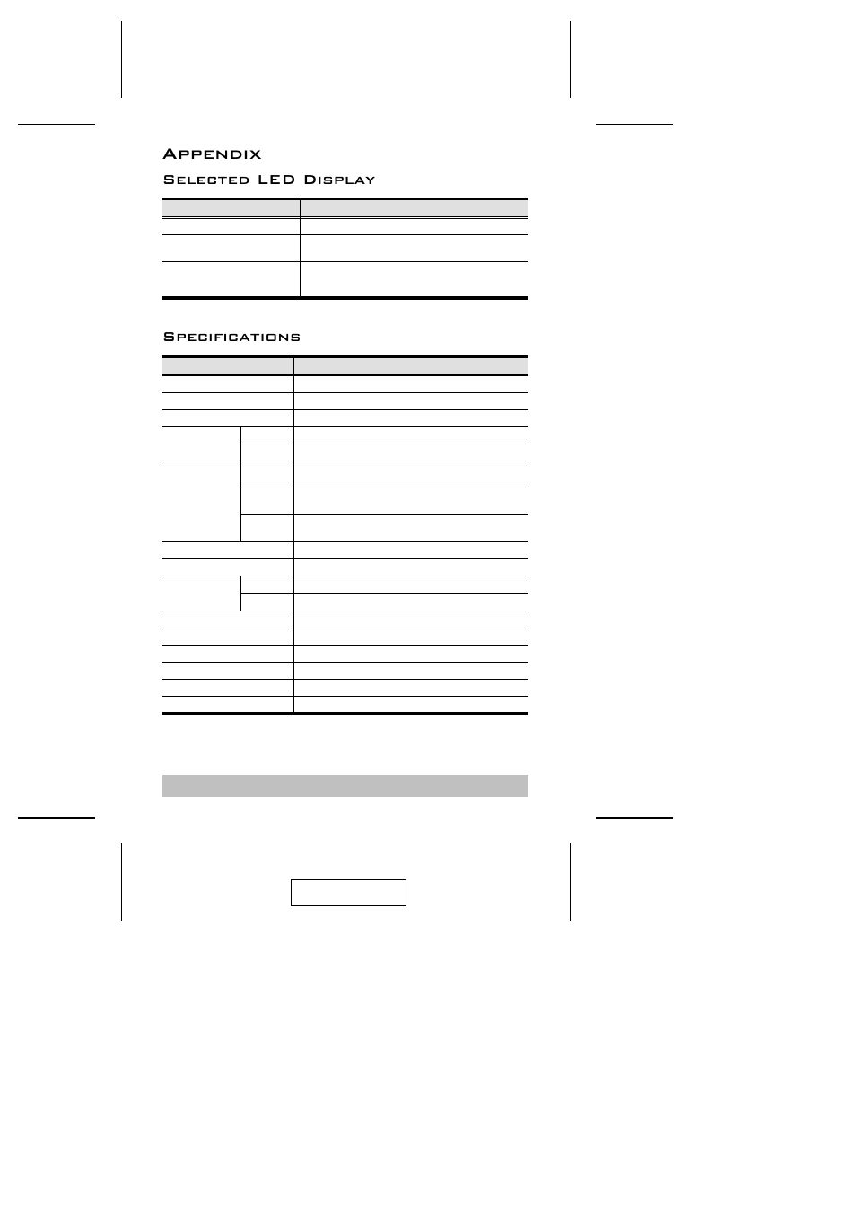Appendix, Selected led display, Specifications | ATEN CS-82A User Manual | Page 14 / 16