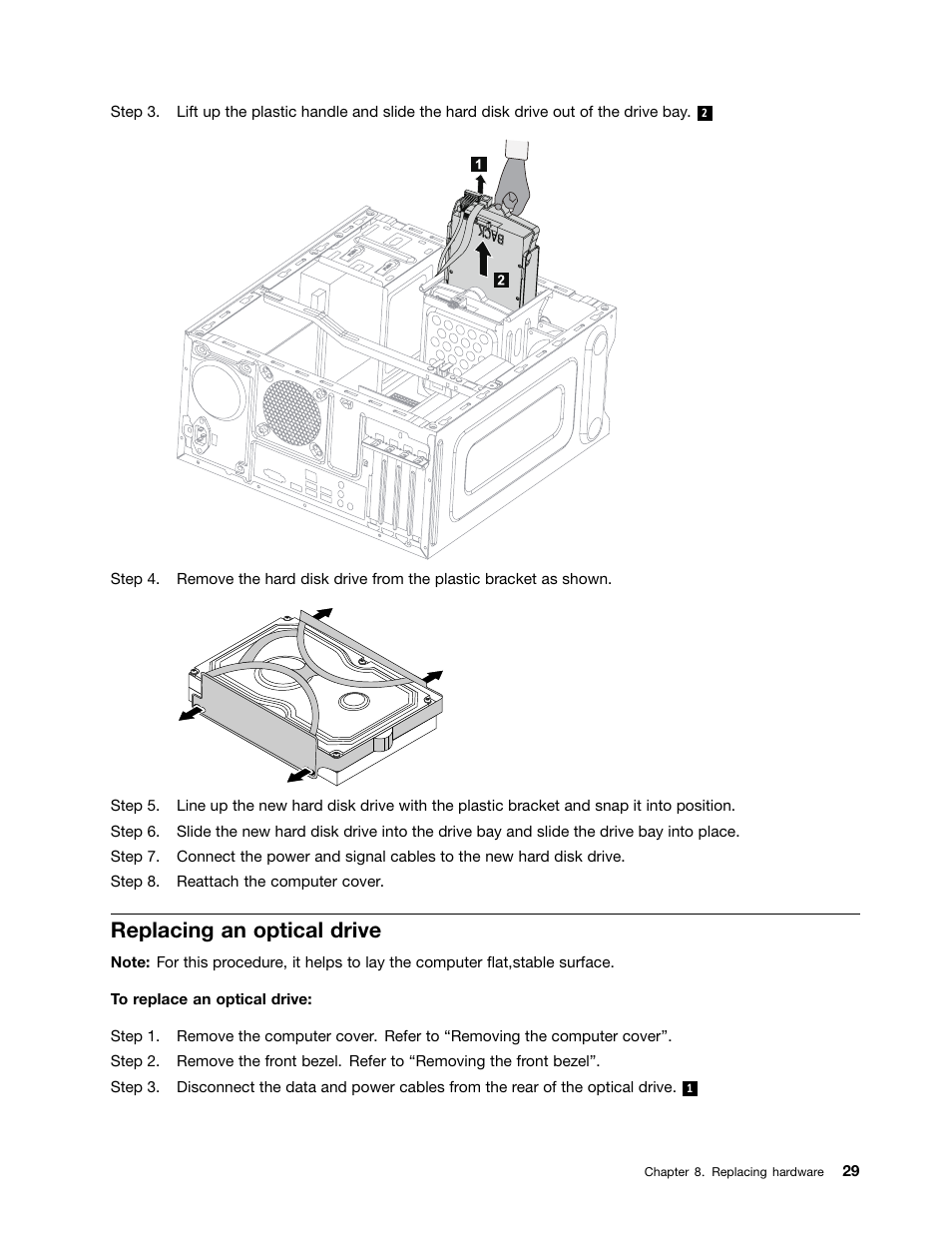 Replacing an optical drive | Lenovo Erazer X310 Desktop User Manual | Page 35 / 51