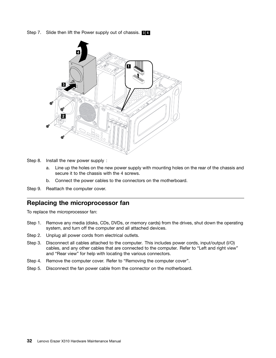 Replacing the microprocessor fan | Lenovo Erazer X310 Desktop User Manual | Page 38 / 51