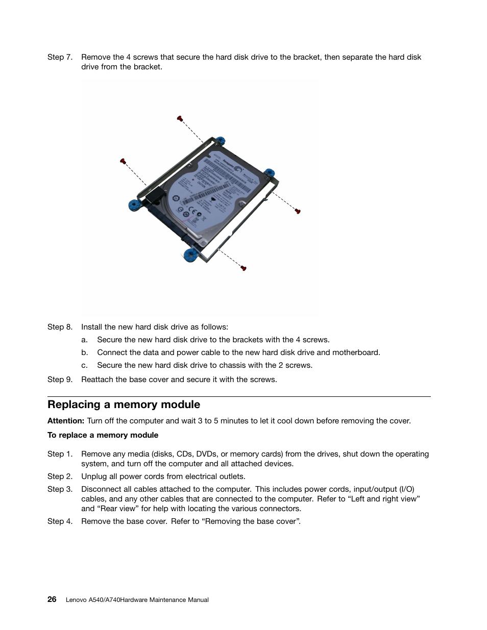 Replacing a memory module | Lenovo A540 All In One User Manual | Page 32 / 59