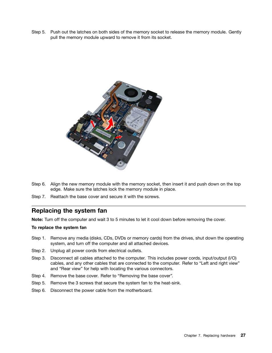 Replacing the system fan | Lenovo A540 All In One User Manual | Page 33 / 59