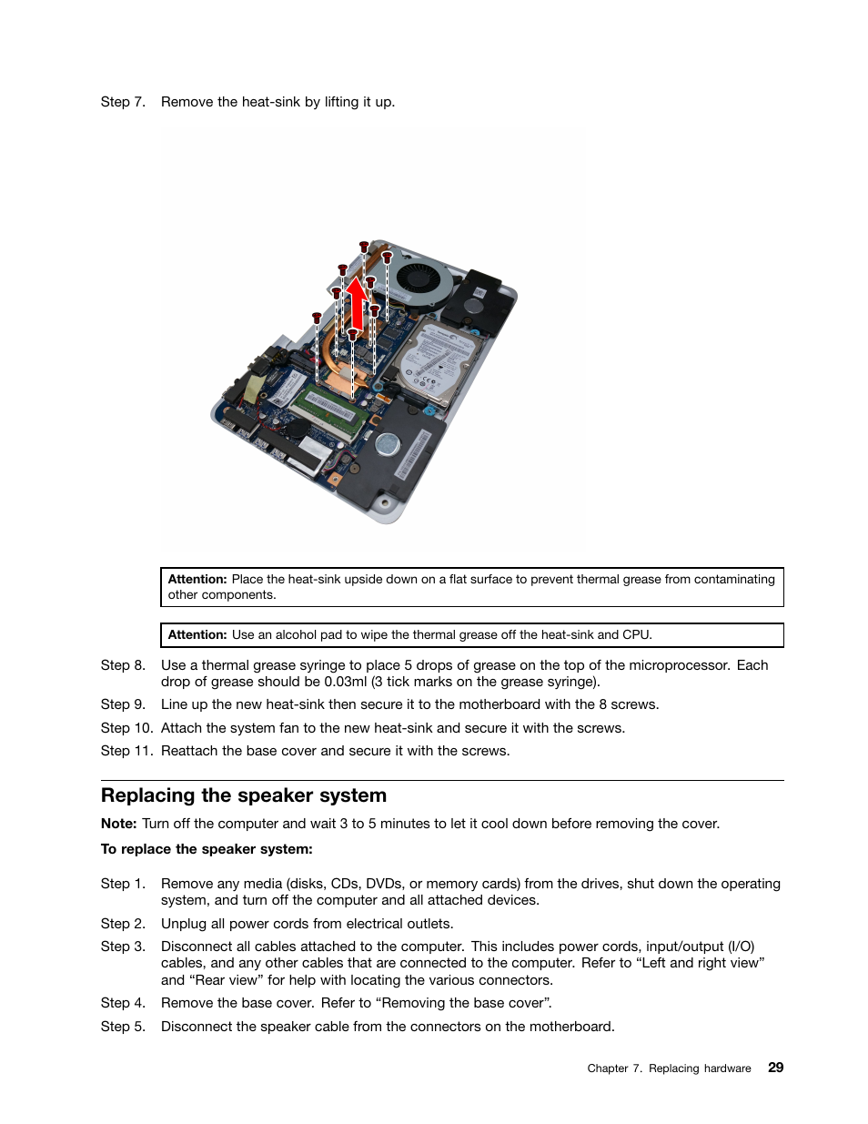 Replacing the speaker system | Lenovo A540 All In One User Manual | Page 35 / 59