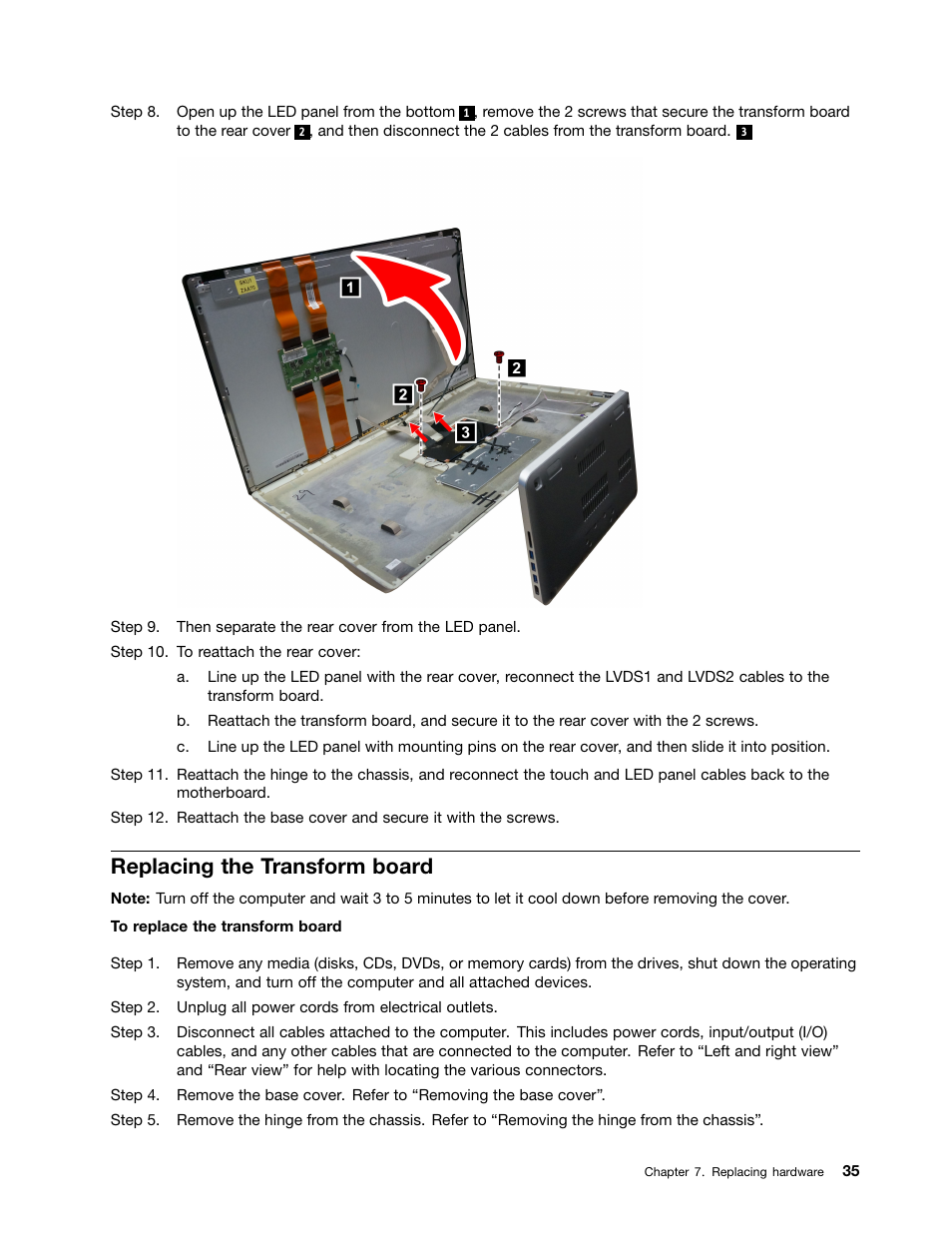 Replacing the transform board | Lenovo A540 All In One User Manual | Page 41 / 59