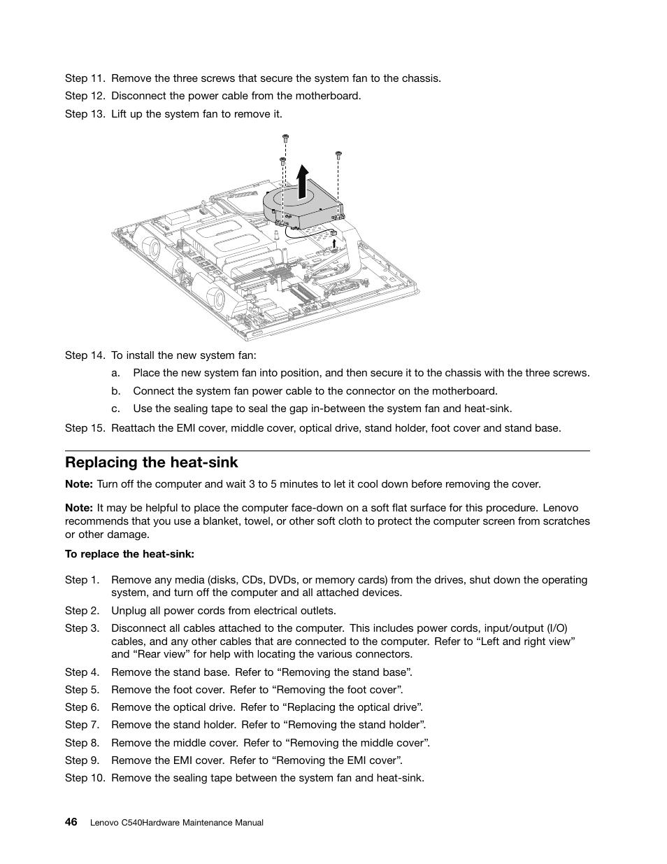 Replacing the heat-sink | Lenovo C540 Touch All-in-One User Manual | Page 52 / 77
