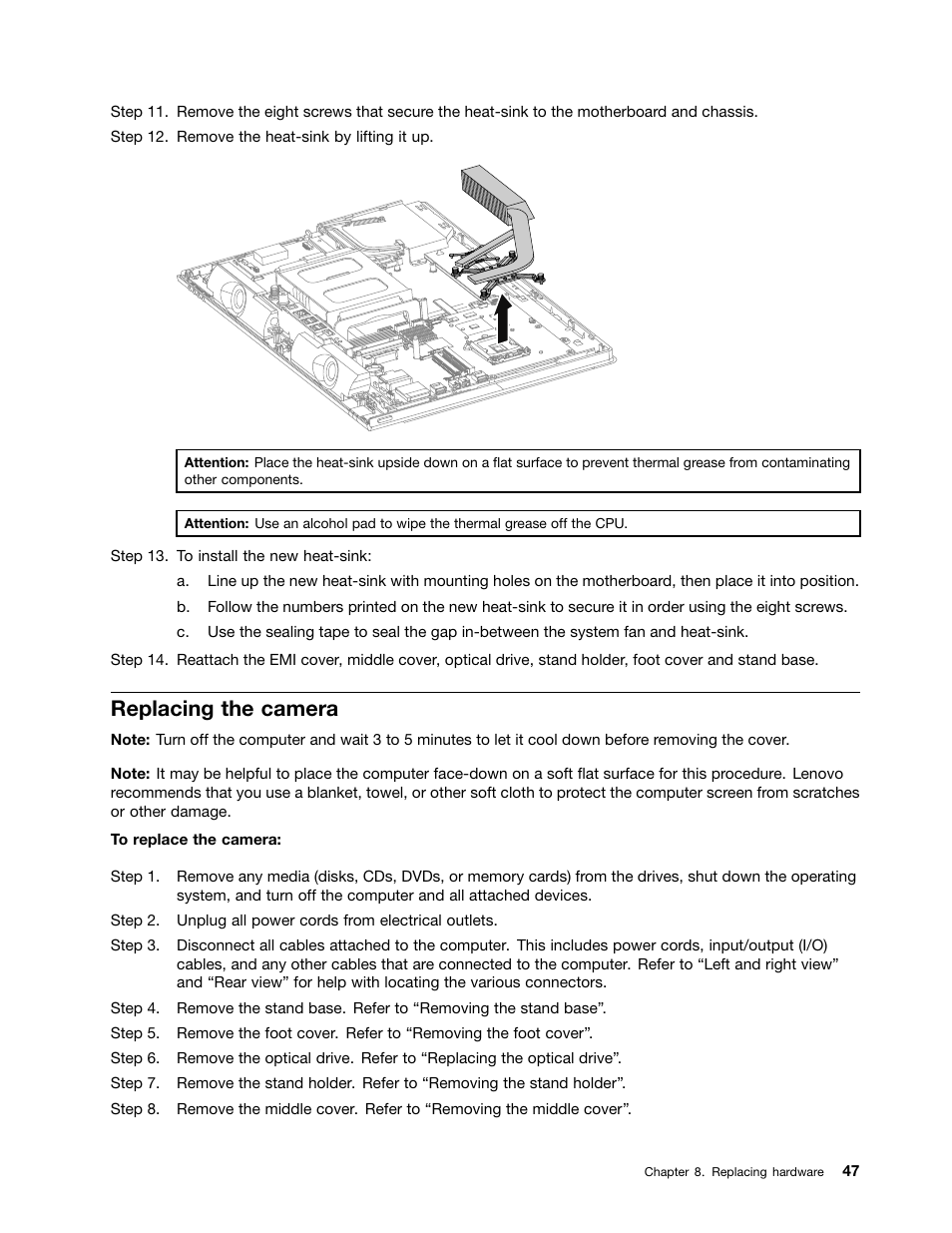Replacing the camera | Lenovo C540 Touch All-in-One User Manual | Page 53 / 77