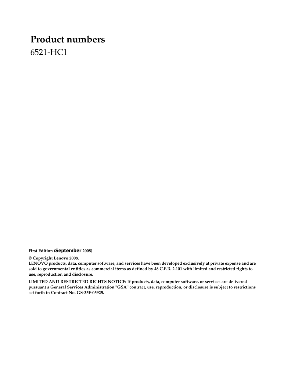 Product numbers | Lenovo L215p Wide Flat Panel Monitor User Manual | Page 2 / 29