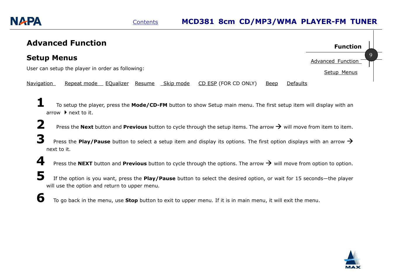 Advanced function | A-MAX Technology MCD381 User Manual | Page 11 / 22