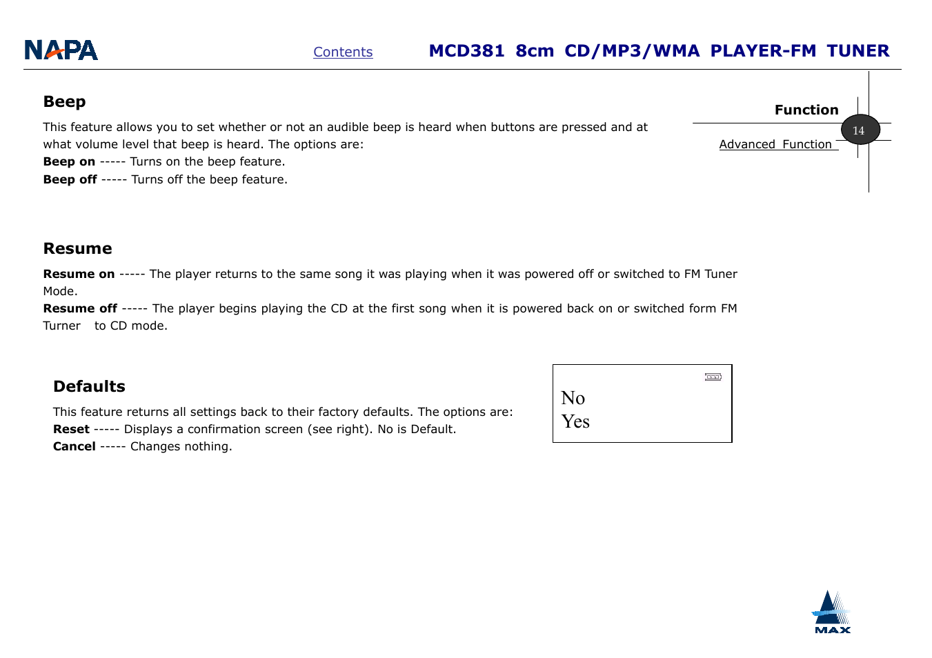 No yes | A-MAX Technology MCD381 User Manual | Page 16 / 22