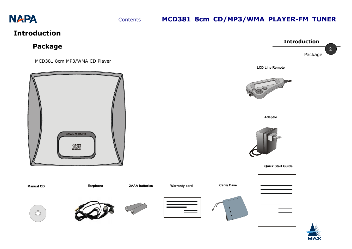 Introduction, Package | A-MAX Technology MCD381 User Manual | Page 4 / 22