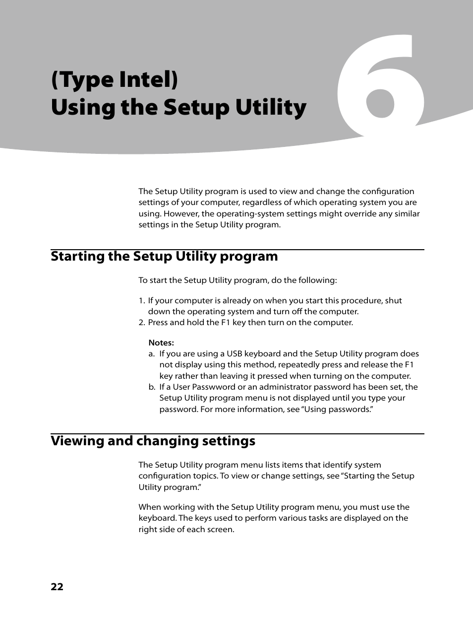 Type intel) using the setup utility | Lenovo C315 All-In-One User Manual | Page 25 / 78