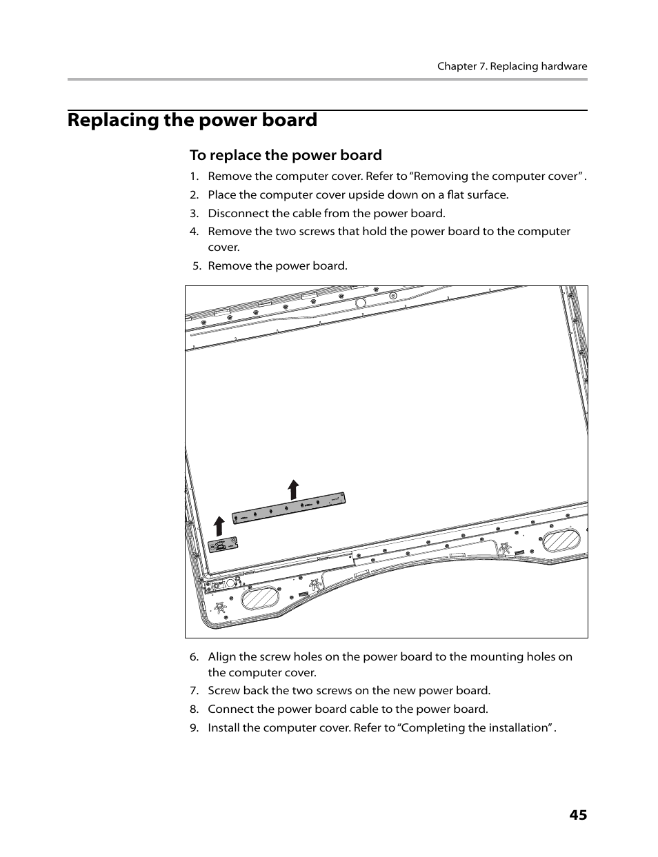 Replacing the power board | Lenovo C315 All-In-One User Manual | Page 48 / 78