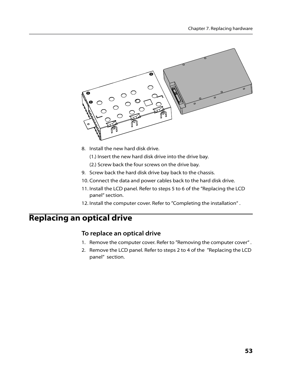 Replacing an optical drive | Lenovo C315 All-In-One User Manual | Page 56 / 78