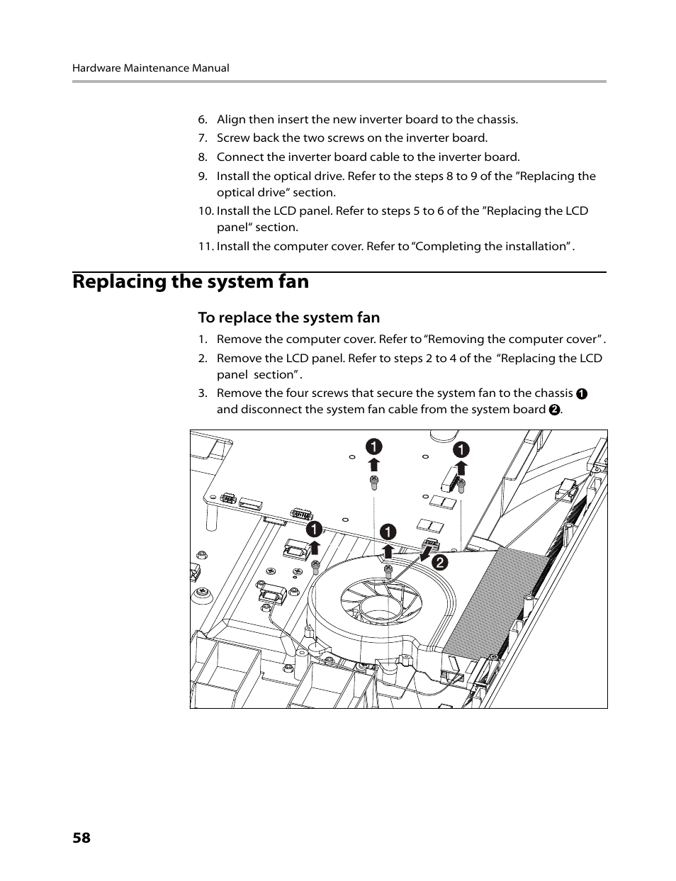 Replacing the system fan | Lenovo C315 All-In-One User Manual | Page 61 / 78