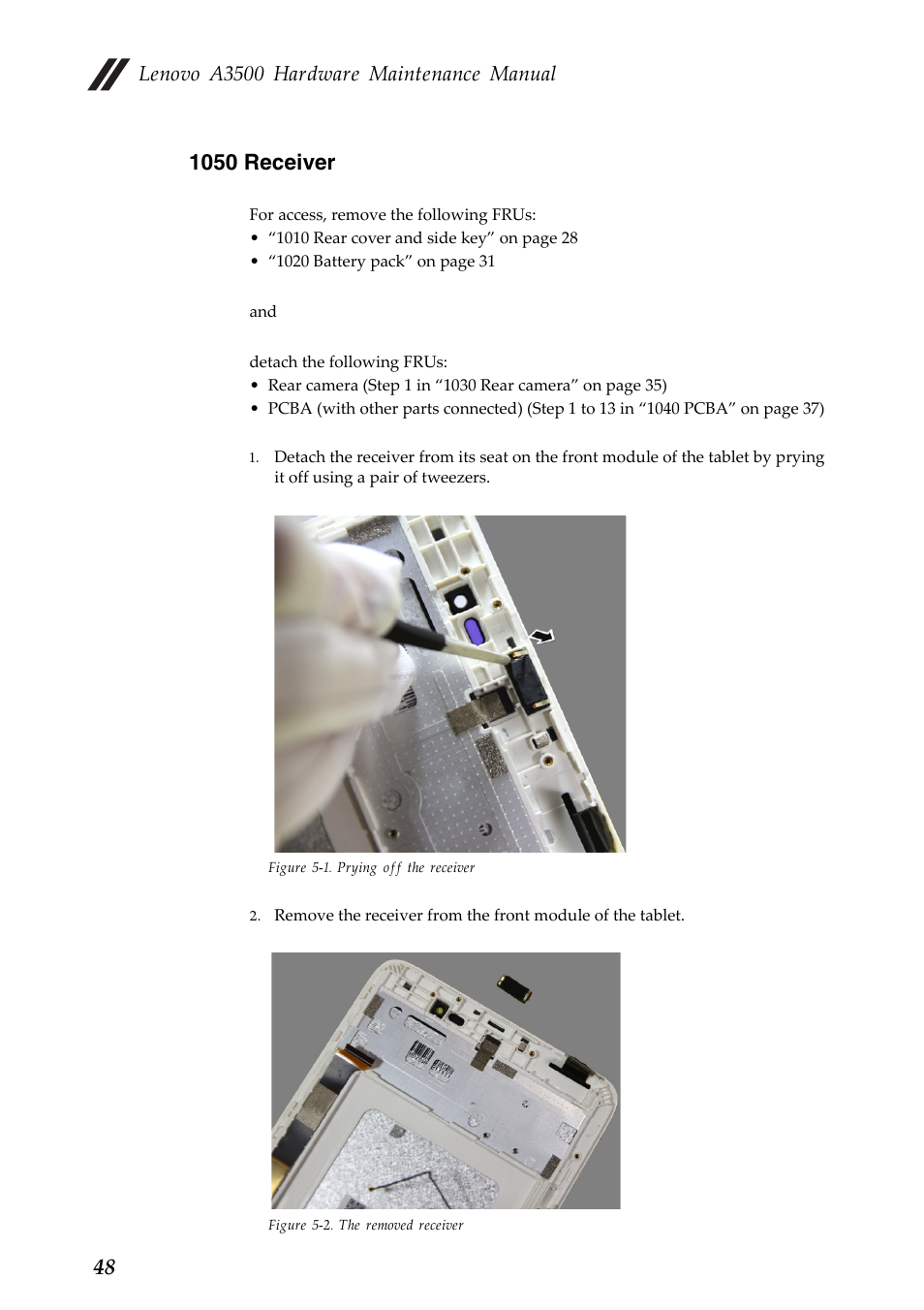 1050 receiver, Lenovo a3500 hardware maintenance manual | Lenovo A7-50 Tablet User Manual | Page 52 / 75