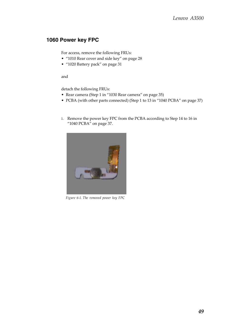 1060 power key fpc, Lenovo a3500 | Lenovo A7-50 Tablet User Manual | Page 53 / 75