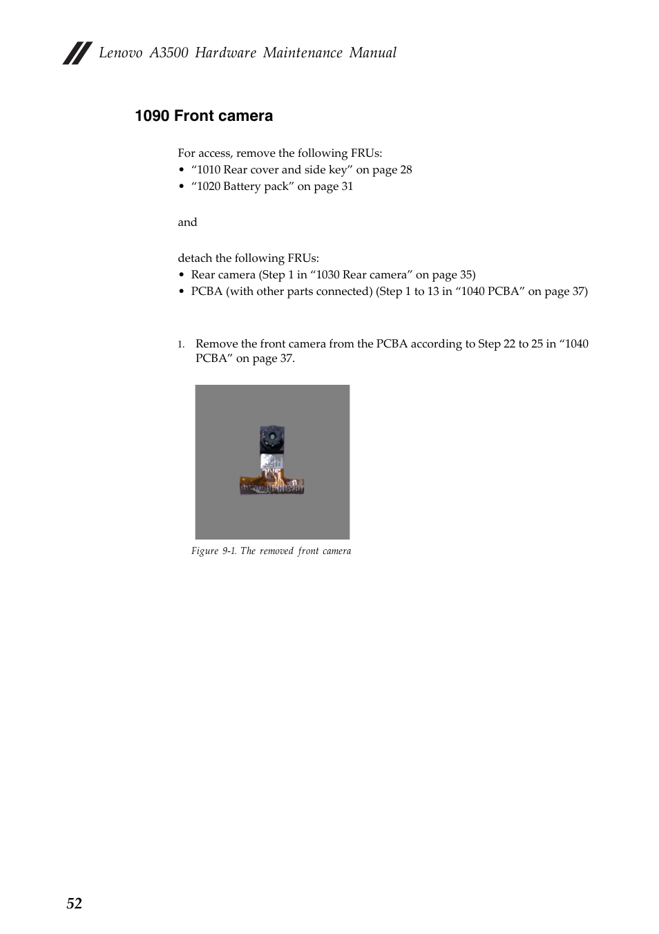 1090 front camera, Lenovo a3500 hardware maintenance manual | Lenovo A7-50 Tablet User Manual | Page 56 / 75
