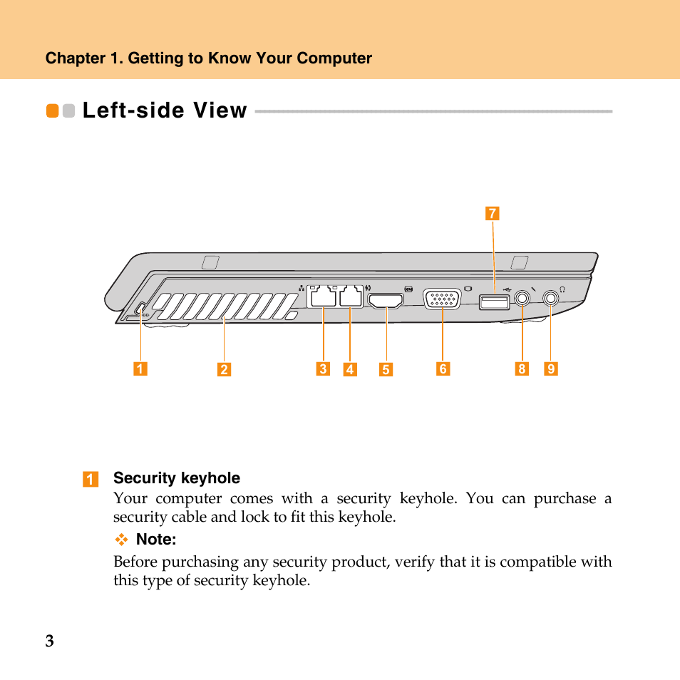 Left-side view | Lenovo IdeaPad Y430 User Manual | Page 12 / 150