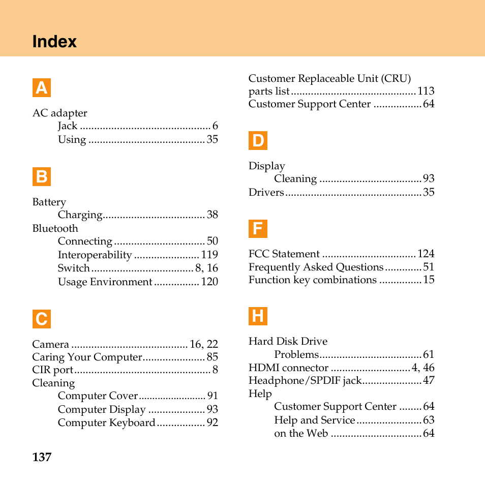 Index, Index a | Lenovo IdeaPad Y430 User Manual | Page 146 / 150