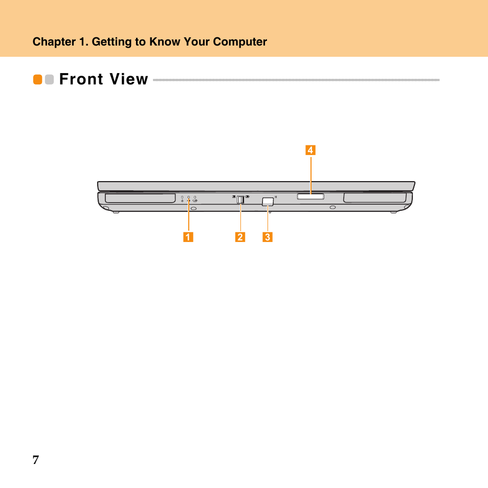 Front view | Lenovo IdeaPad Y430 User Manual | Page 16 / 150