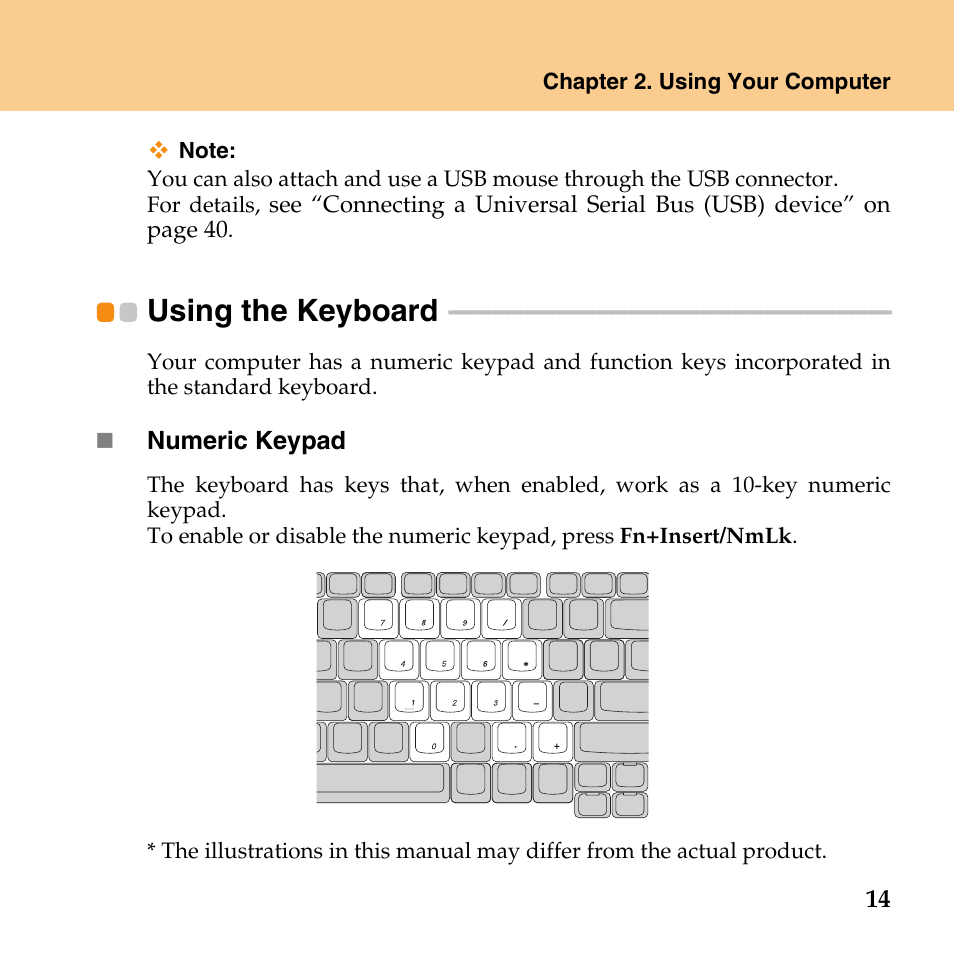 Using the keyboard | Lenovo IdeaPad Y430 User Manual | Page 23 / 150