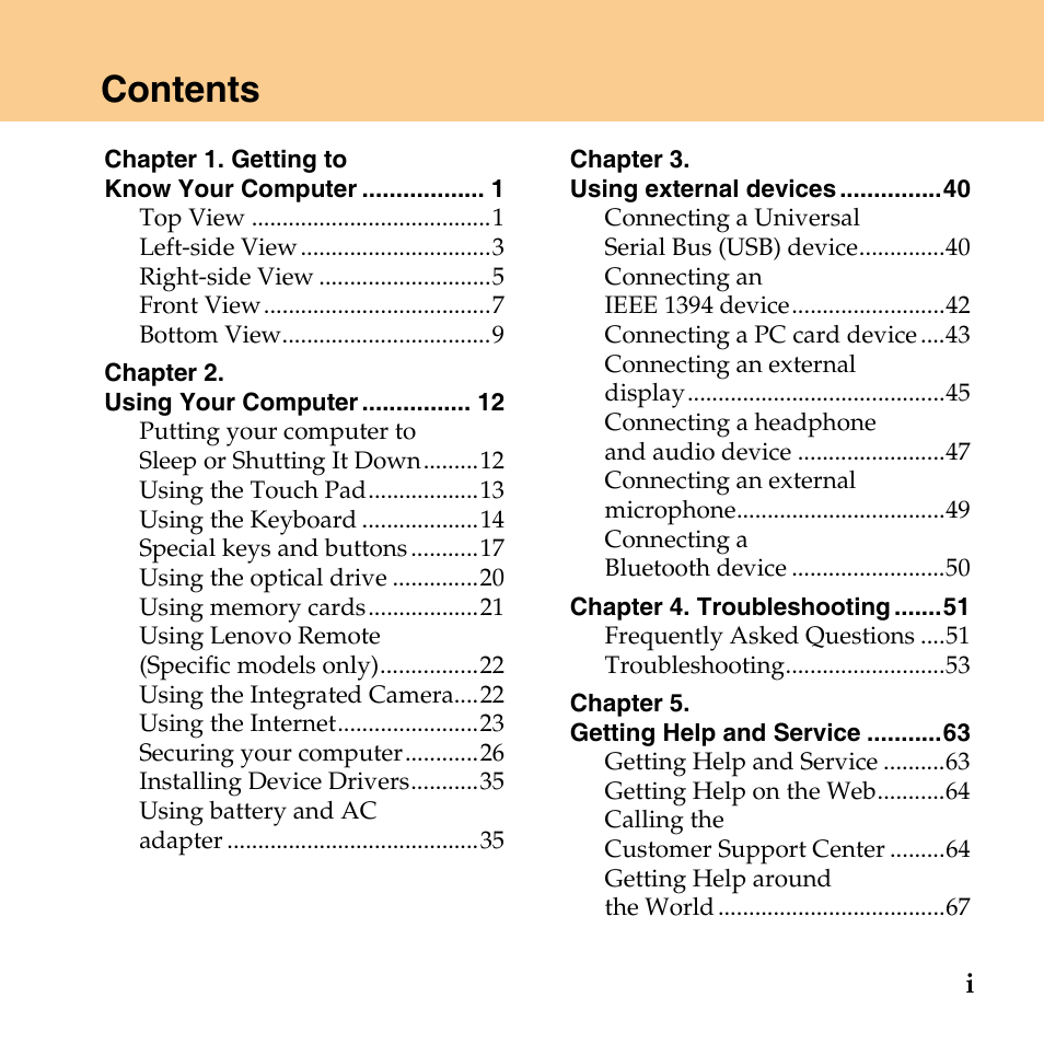 Lenovo IdeaPad Y430 User Manual | Page 7 / 150