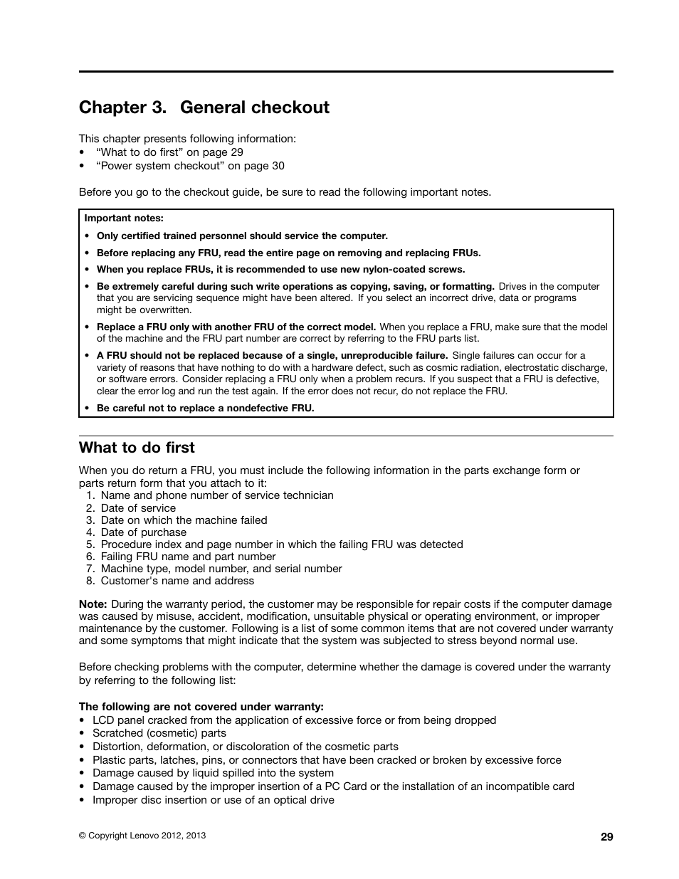 Chapter 3. general checkout, What to do first | Lenovo B490 Notebook User Manual | Page 35 / 104