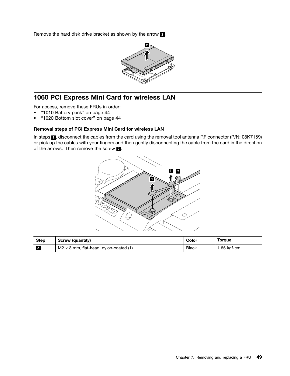 1060 pci express mini card for wireless lan | Lenovo B490 Notebook User Manual | Page 55 / 104