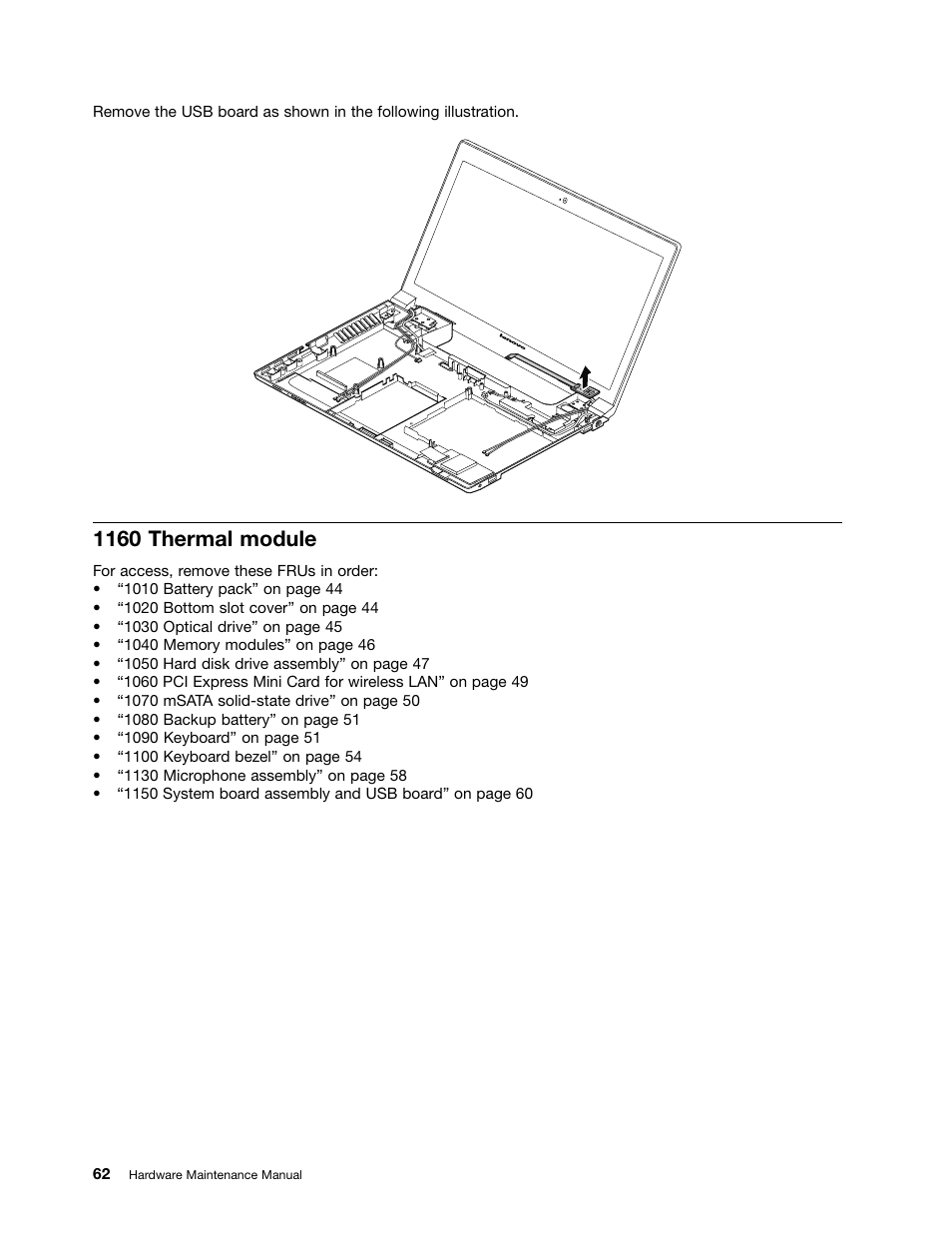 1160 thermal module | Lenovo B490 Notebook User Manual | Page 68 / 104