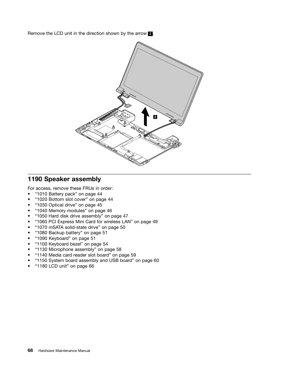 1190 speaker assembly | Lenovo B490 Notebook User Manual | Page 74 / 104