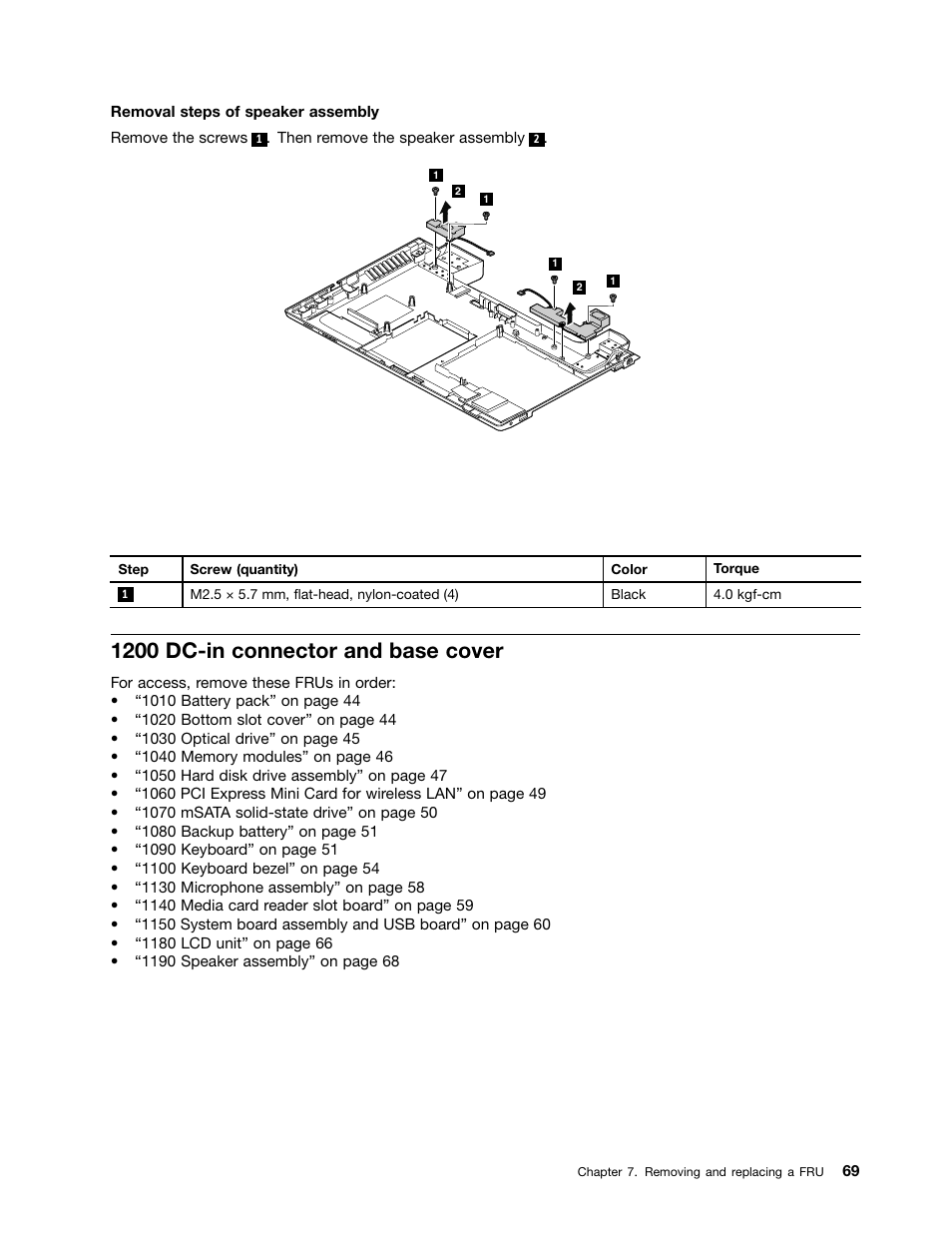 1200 dc-in connector and base cover | Lenovo B490 Notebook User Manual | Page 75 / 104