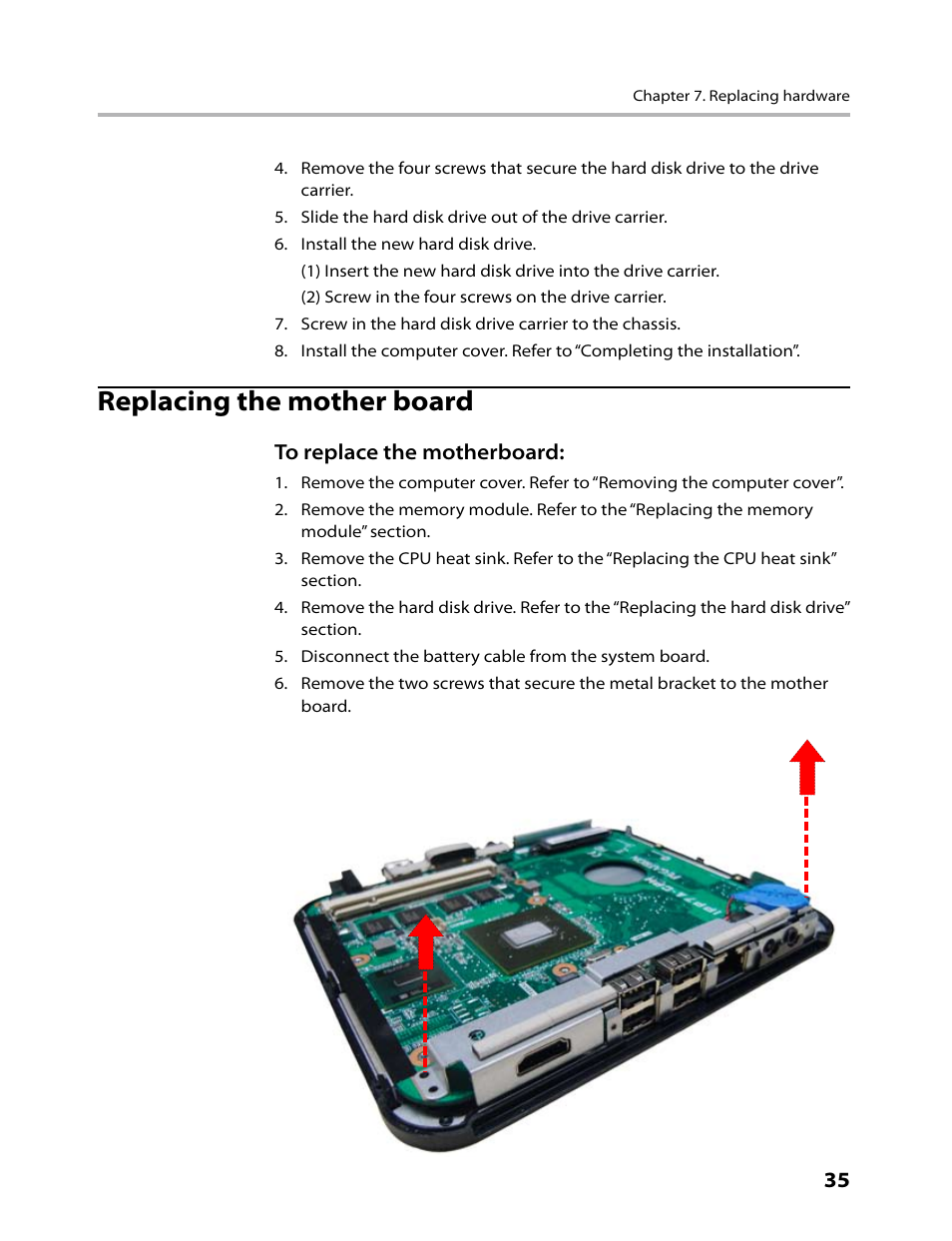 Replacing the mother board | Lenovo IdeaCentre Q110 User Manual | Page 37 / 42
