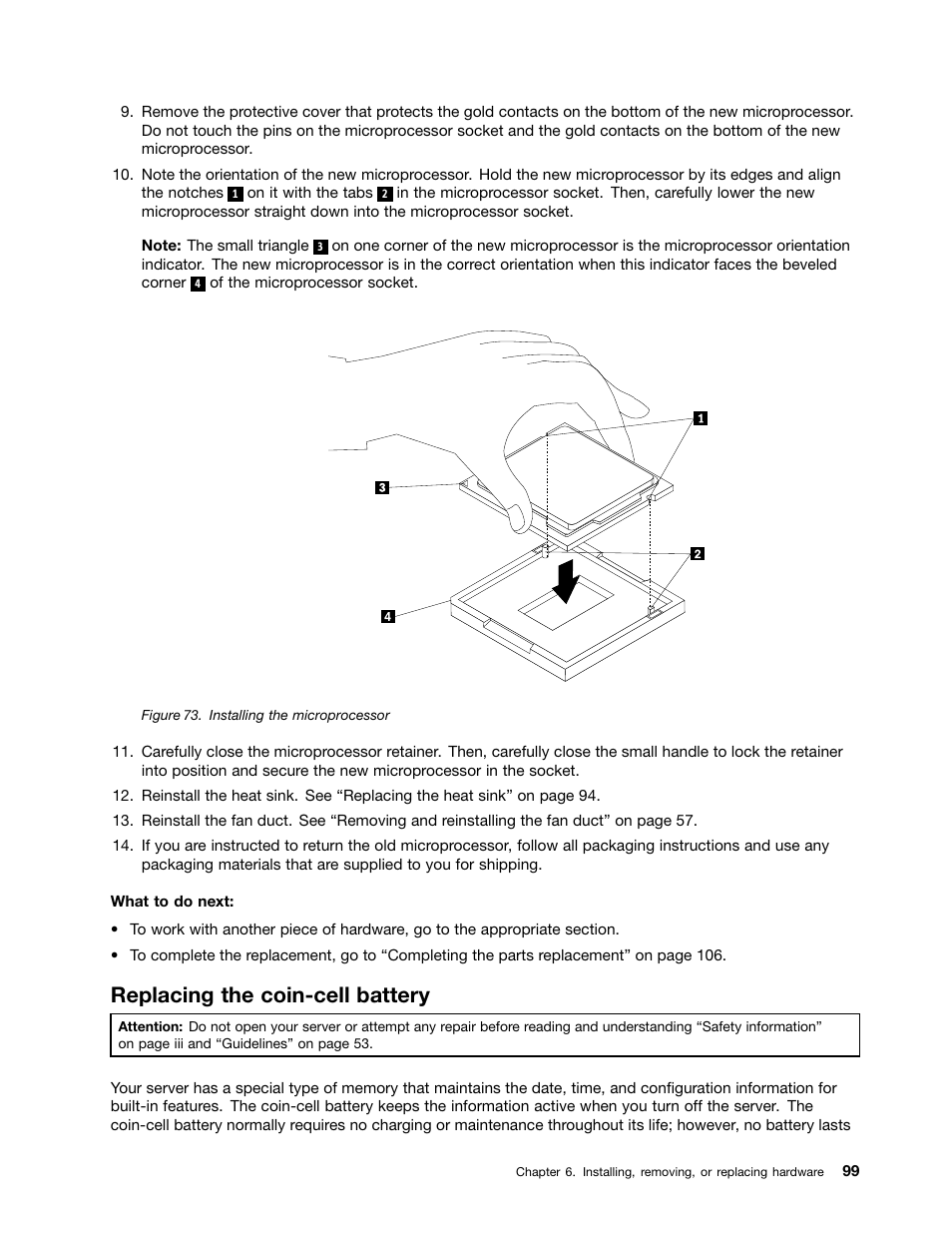 Replacing the coin-cell battery | Lenovo ThinkServer RS140 User Manual | Page 111 / 146