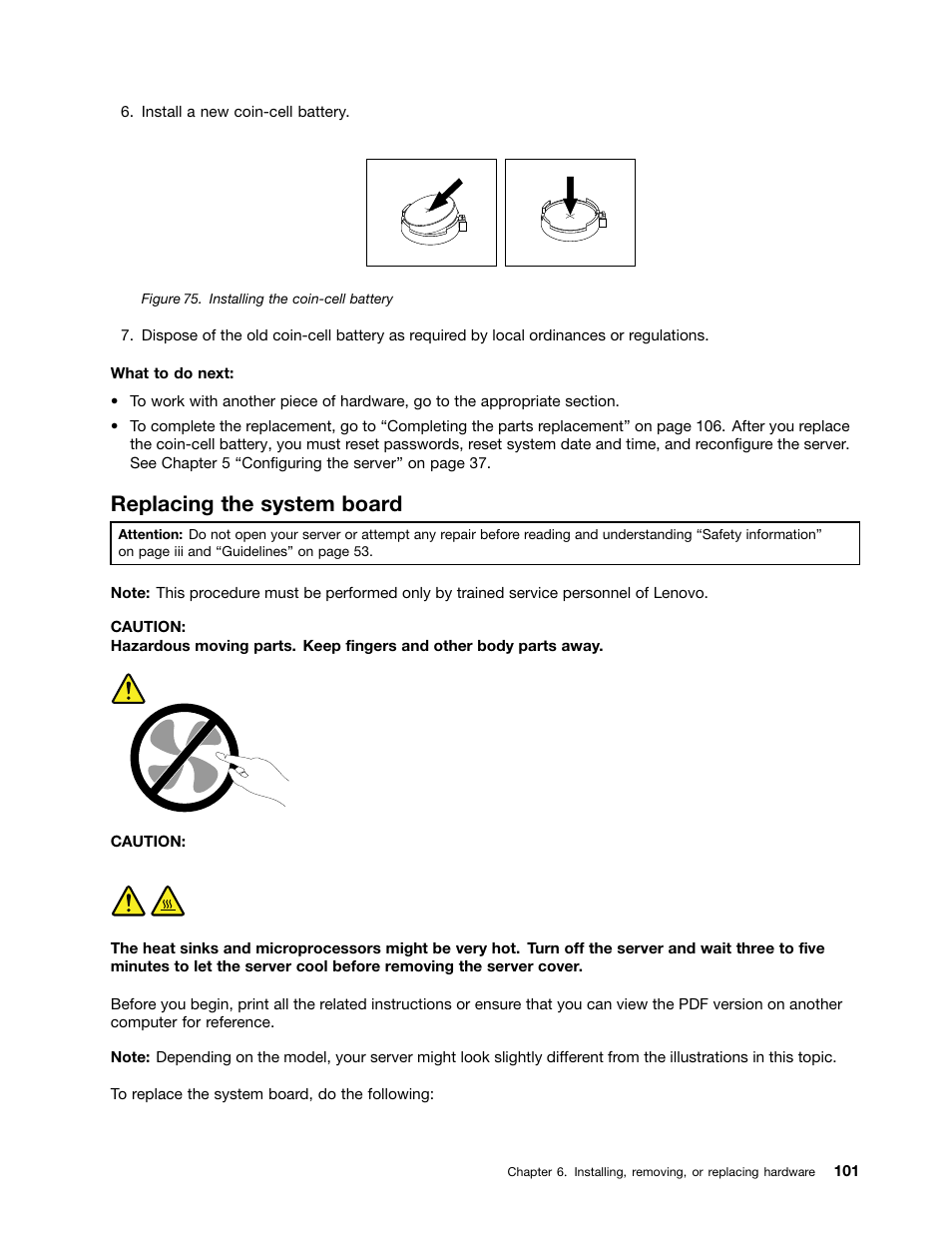 Replacing the system board | Lenovo ThinkServer RS140 User Manual | Page 113 / 146