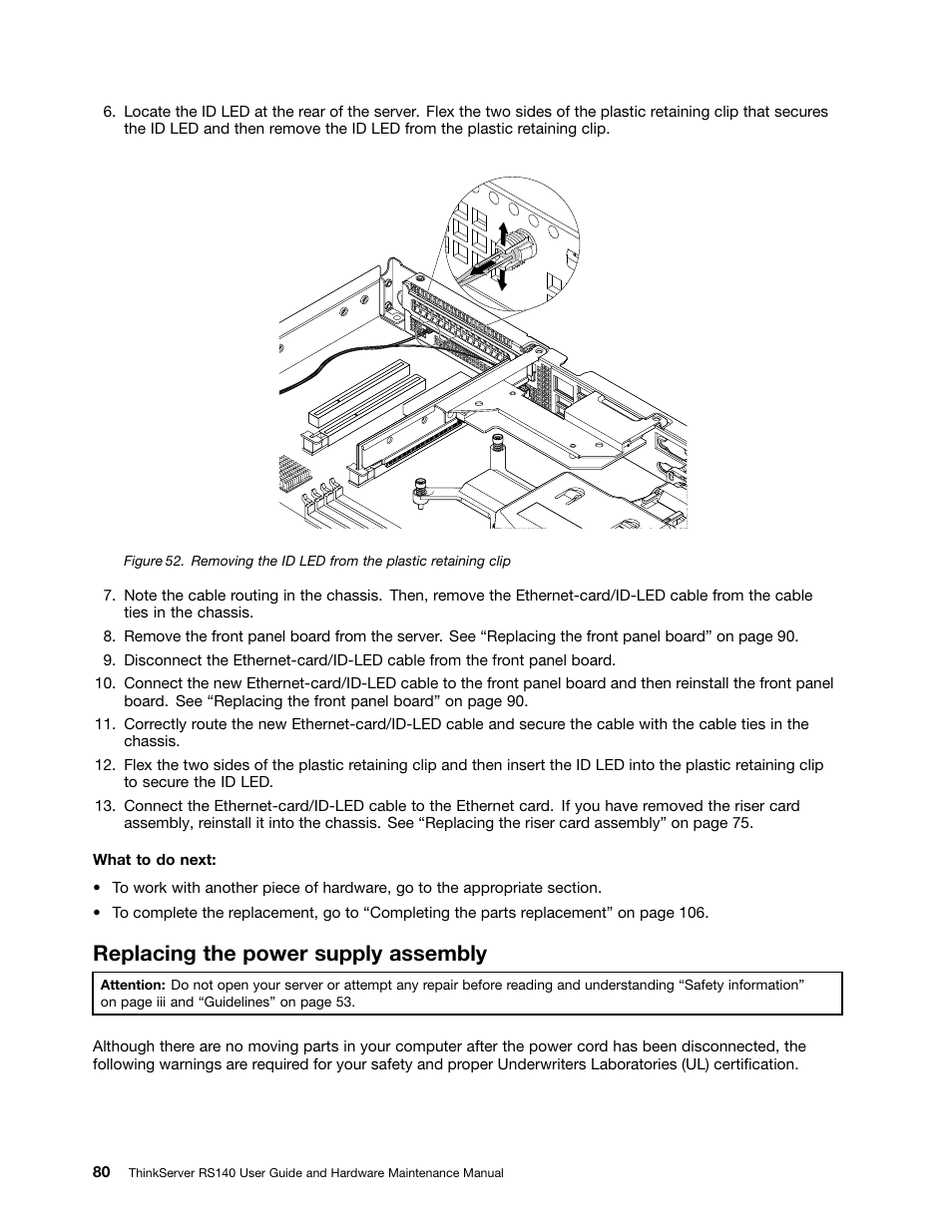 Replacing the power supply assembly | Lenovo ThinkServer RS140 User Manual | Page 92 / 146