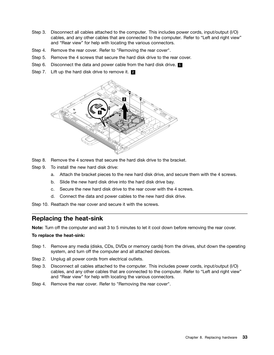 Replacing the heat-sink | Lenovo C240 All-in-One User Manual | Page 39 / 63