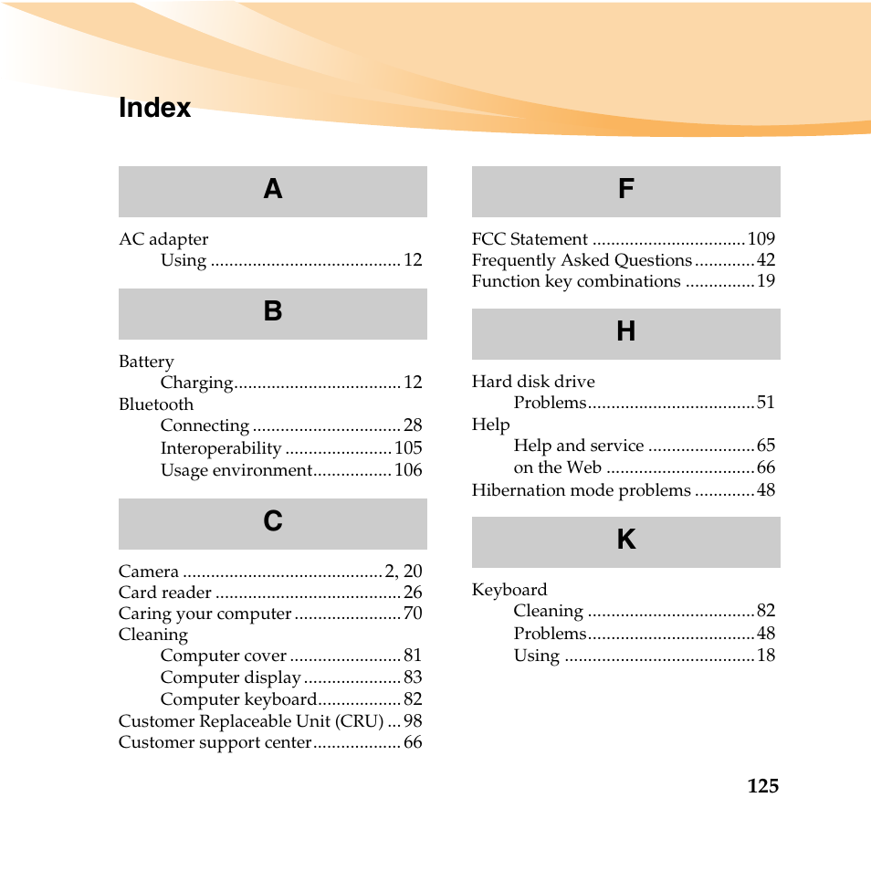 Index | Lenovo IdeaPad U460 User Manual | Page 139 / 143