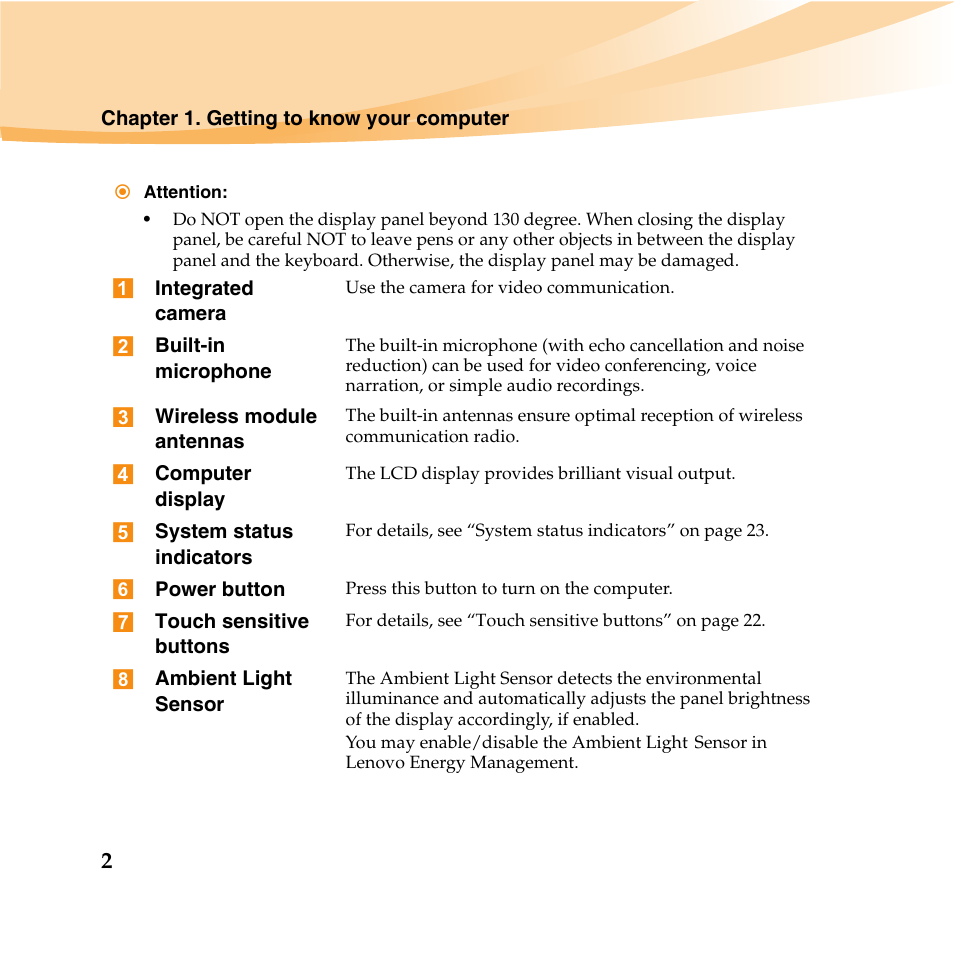 Lenovo IdeaPad U460 User Manual | Page 16 / 143