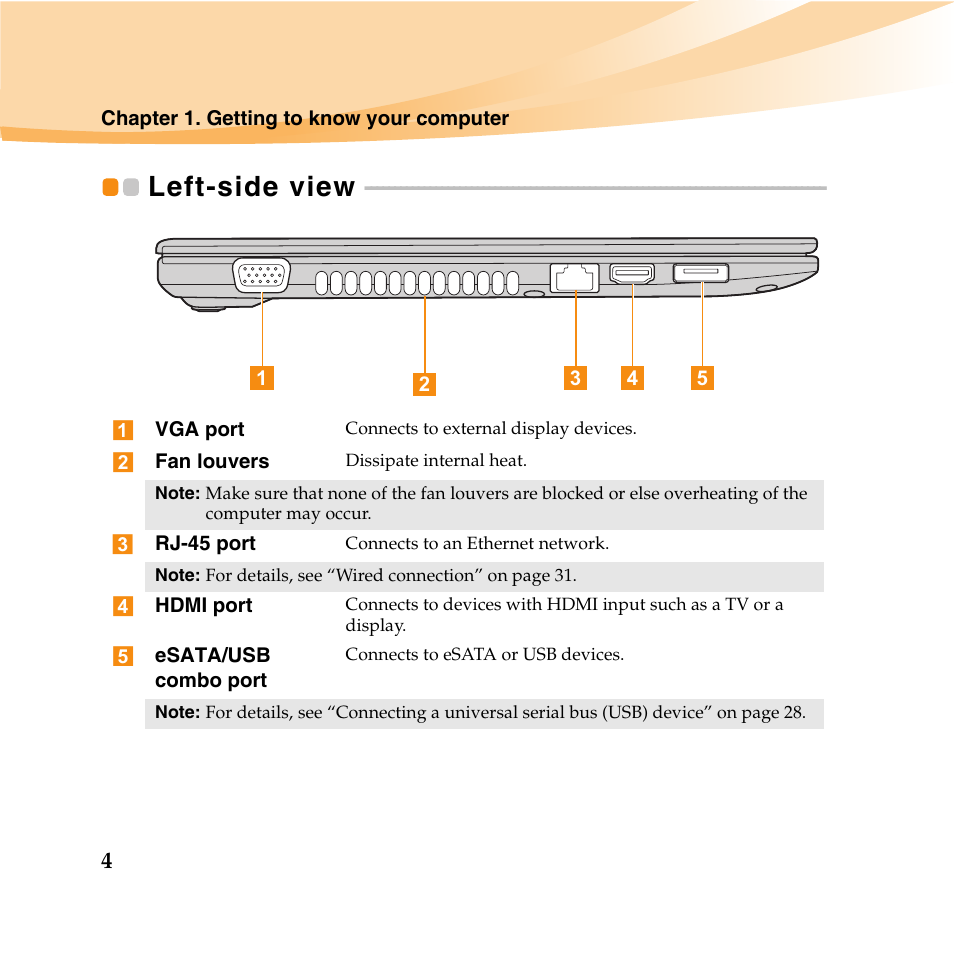 Left-side view | Lenovo IdeaPad U460 User Manual | Page 18 / 143