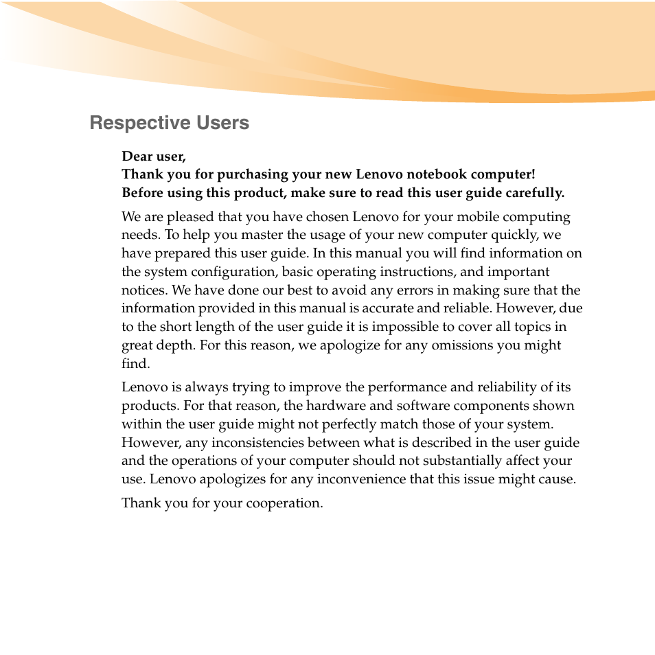 Respective users | Lenovo IdeaPad U460 User Manual | Page 3 / 143