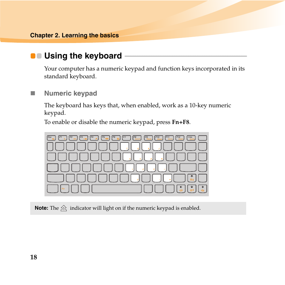 Using the keyboard | Lenovo IdeaPad U460 User Manual | Page 32 / 143