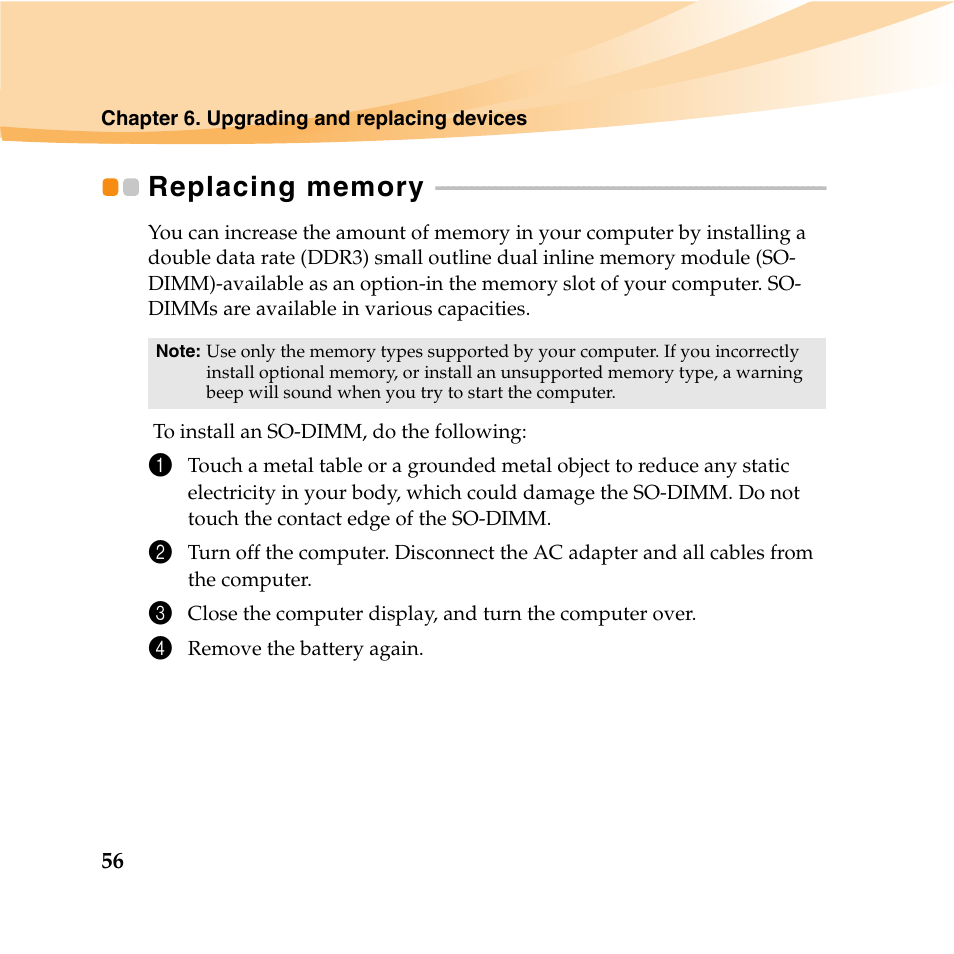 Replacing memory | Lenovo IdeaPad U460 User Manual | Page 70 / 143