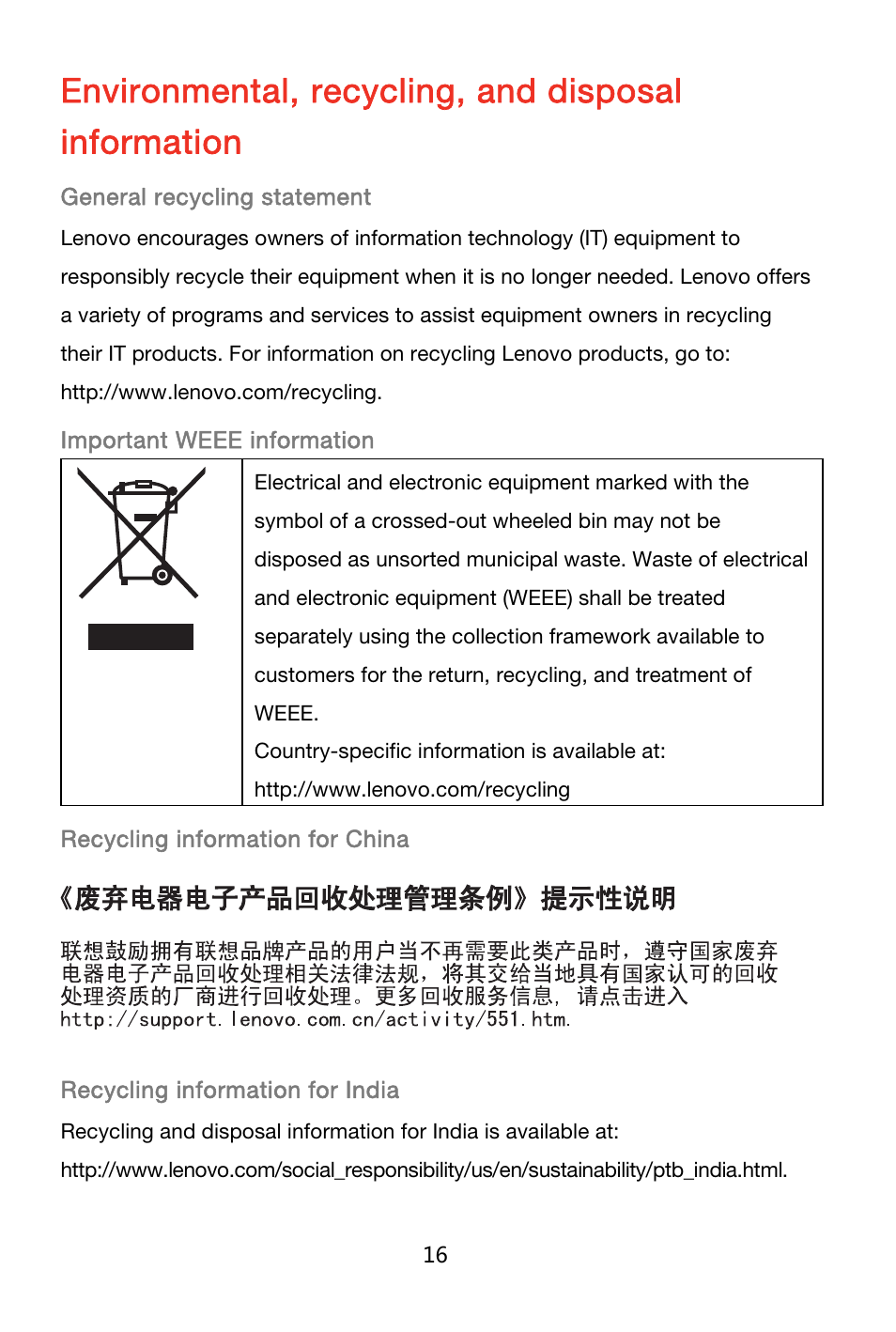 Environmental, recycling, and disposal information | Lenovo K920 Smartphone User Manual | Page 19 / 24