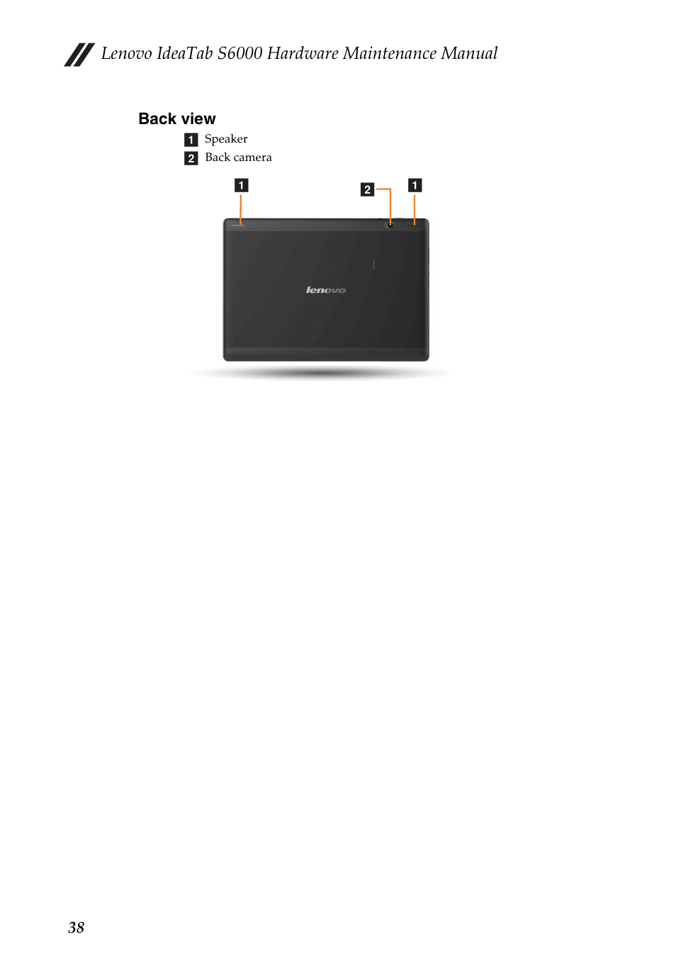 Back view, Lenovo ideatab s6000 hardware maintenance manual | Lenovo S6000 Tablet User Manual | Page 42 / 53