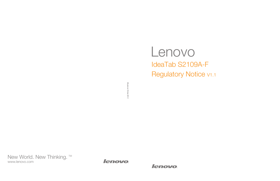 Lenovo S2109 Tablet User Manual | 20 pages