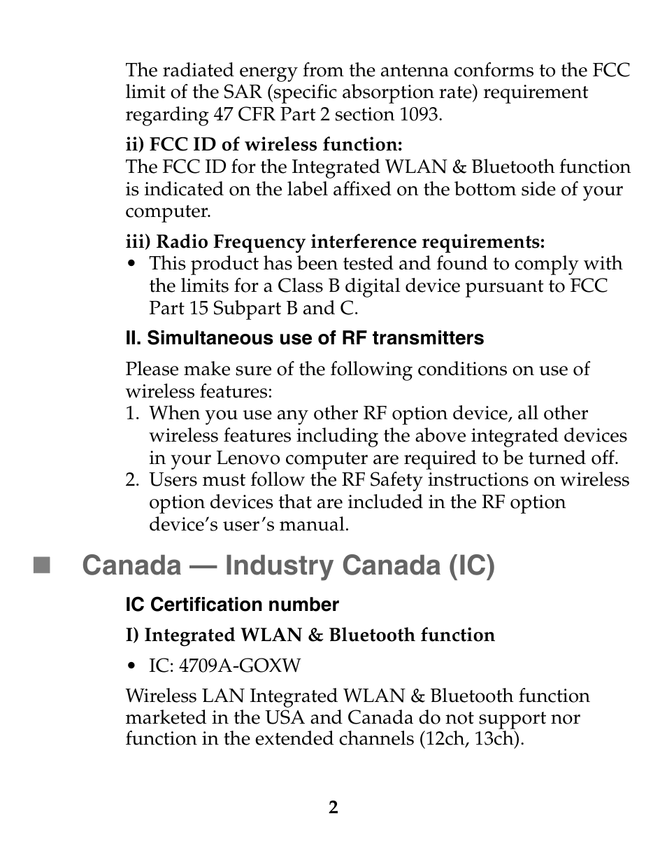 Canada — industry canada (ic) | Lenovo S2109 Tablet User Manual | Page 3 / 20
