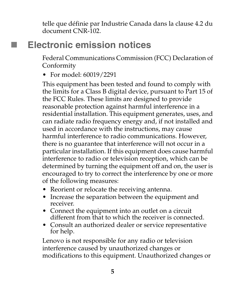 Electronic emission notices | Lenovo S2109 Tablet User Manual | Page 6 / 20