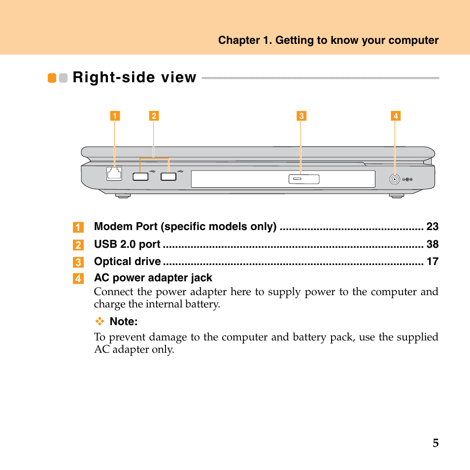 Right-side view | Lenovo G530 User Manual | Page 13 / 162