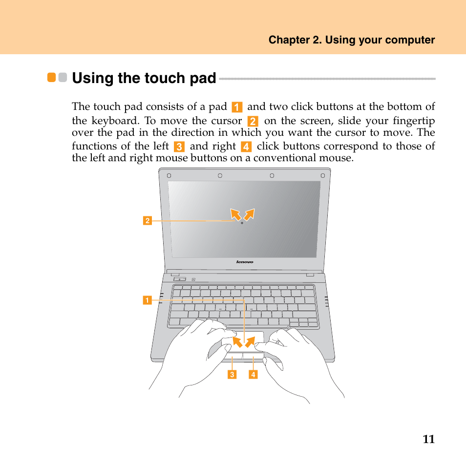 Using the touch pad | Lenovo G530 User Manual | Page 19 / 162