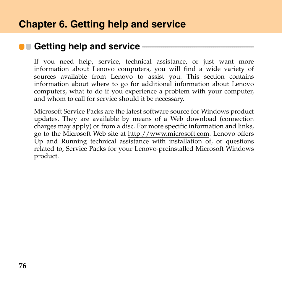 Chapter 6. getting help and service, Getting help and service | Lenovo G530 User Manual | Page 84 / 162