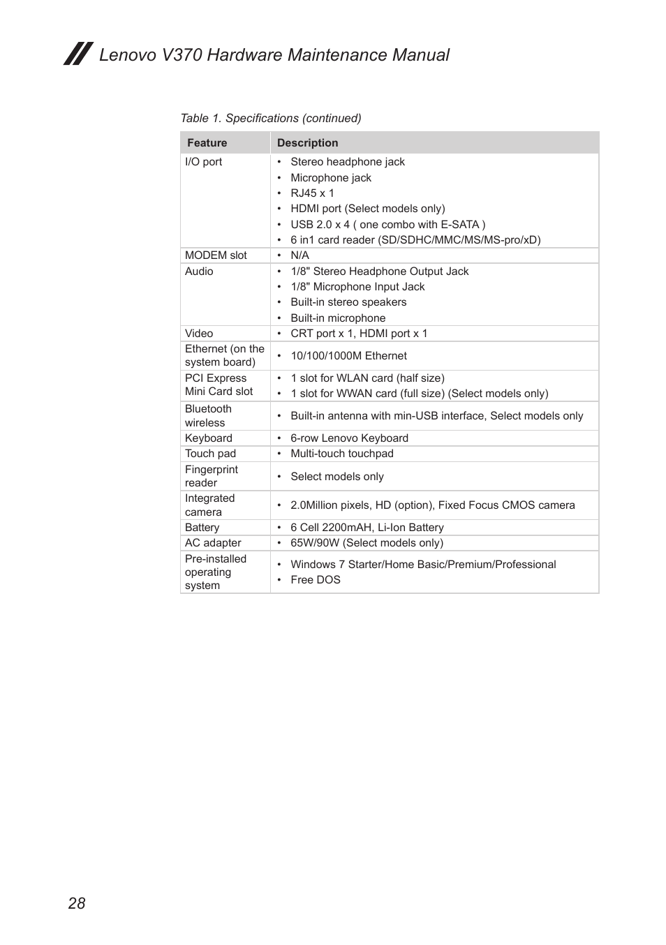 Lenovo v370 hardware maintenance manual | Lenovo V370 Notebook User Manual | Page 32 / 87